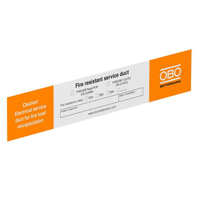 Identification plate for duct systems 250x43 Policloreto de vinilo branco