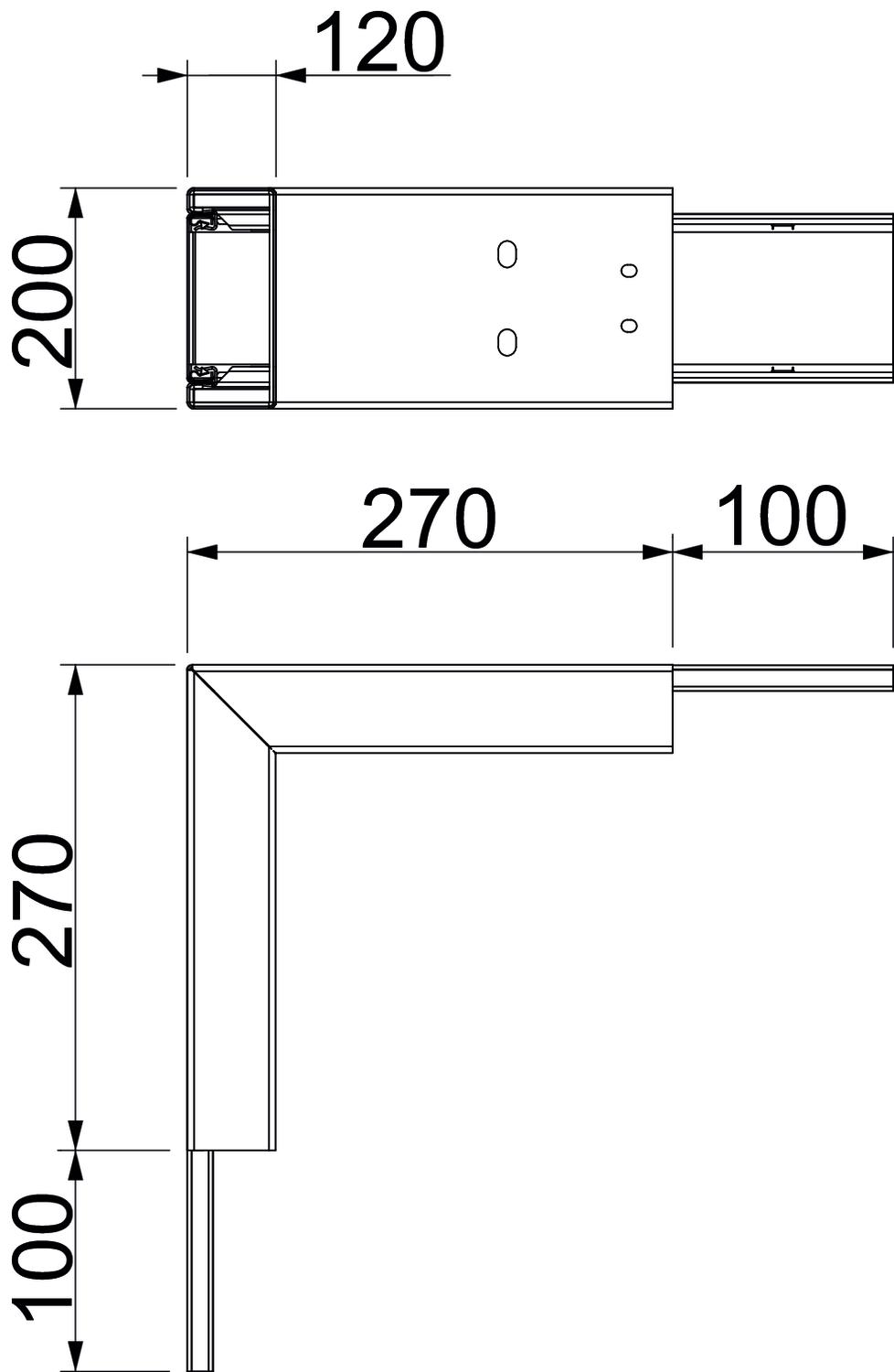 Ângulo externo com tecido antifogo 370x200x370 Aço revestido a pó branco puro RAL 9010 – Imagem 2 de 2