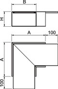 Ângulo plano com tecido antifogo 350x350x120 Aço galvanizado pelo método Sendzimir zinco