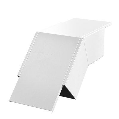 Ângulo 45°, descida com tecido antifogo 498x200x215 Aço revestido a pó branco puro RAL 9010