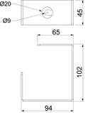 Suporte de cabo para montagem no teto 94x45x102 Aço galvanizado pelo método Sendzimir zinco