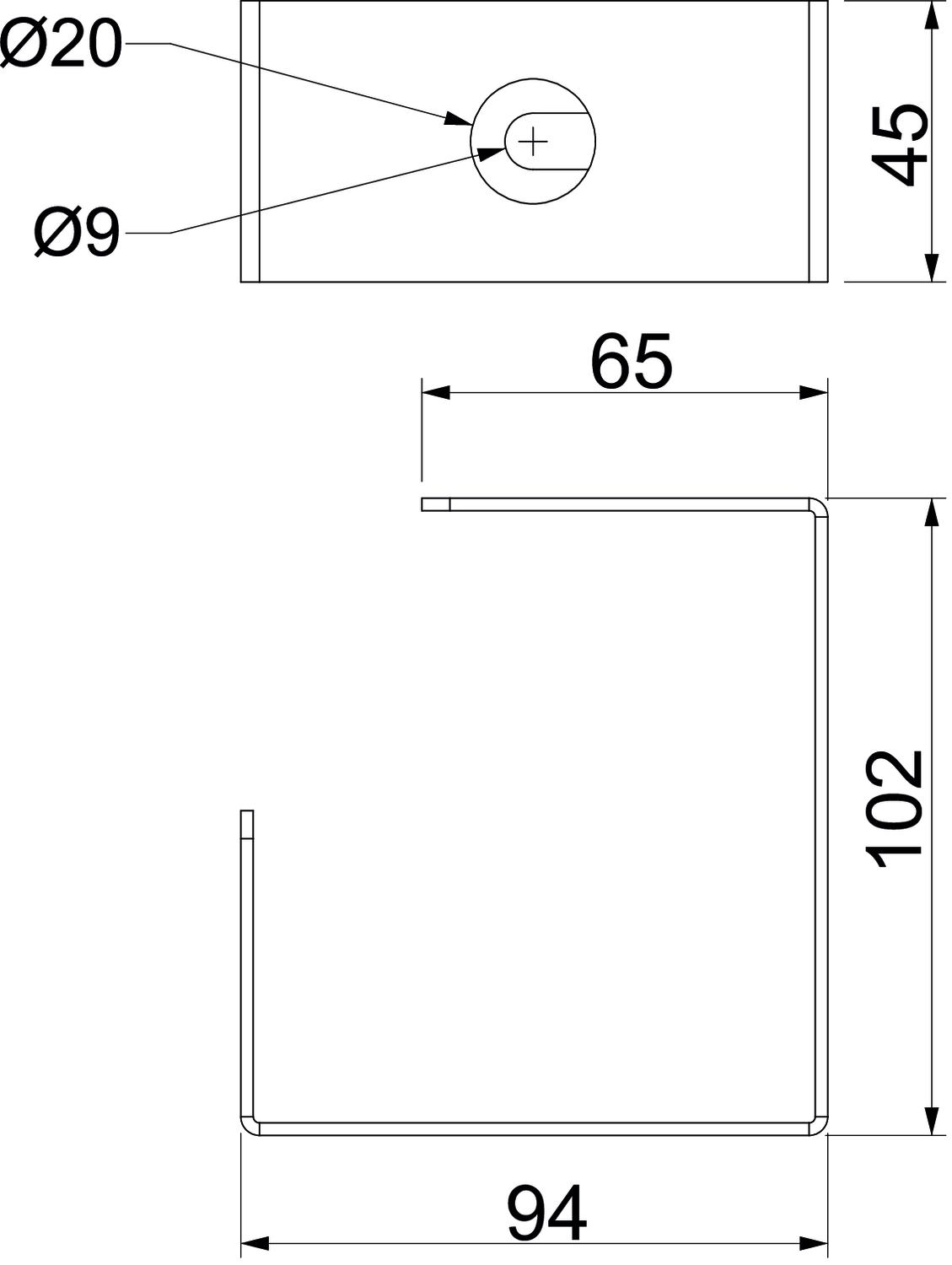Suporte de cabo para montagem no teto 94x45x102 Aço galvanizado pelo método Sendzimir zinco – Imagem 2 de 2