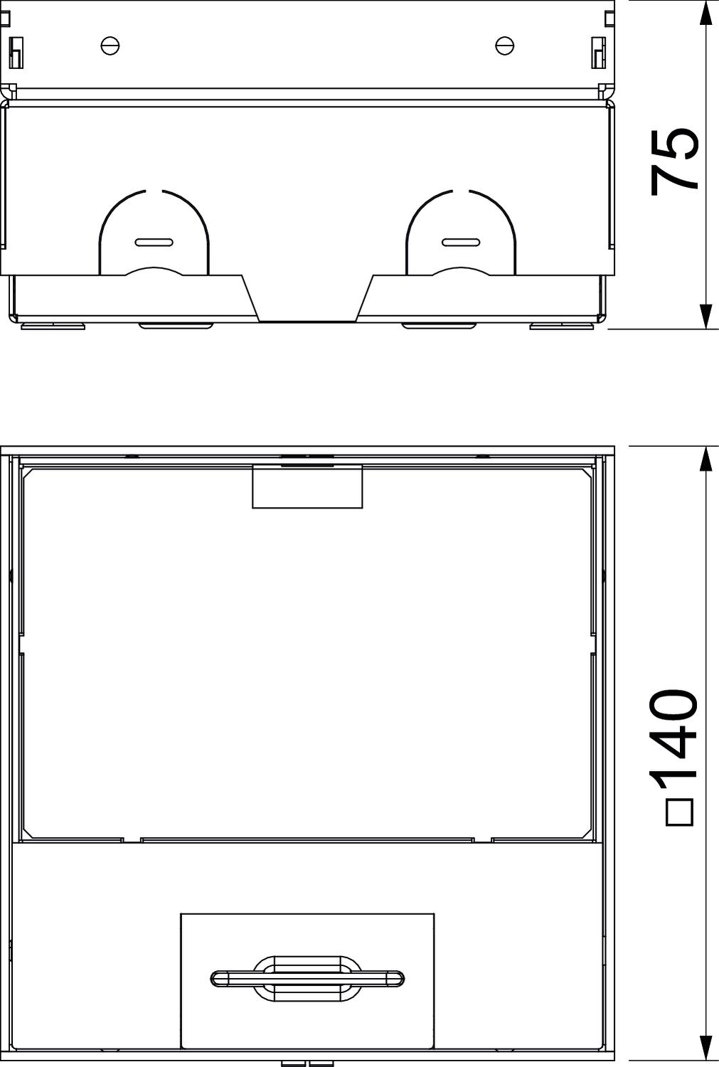 Caixa de pavimento não equipada, com BBA de 15 mm 140x140x75 Aço inoxidável, livre de ferrugem – Imagem 2 de 2