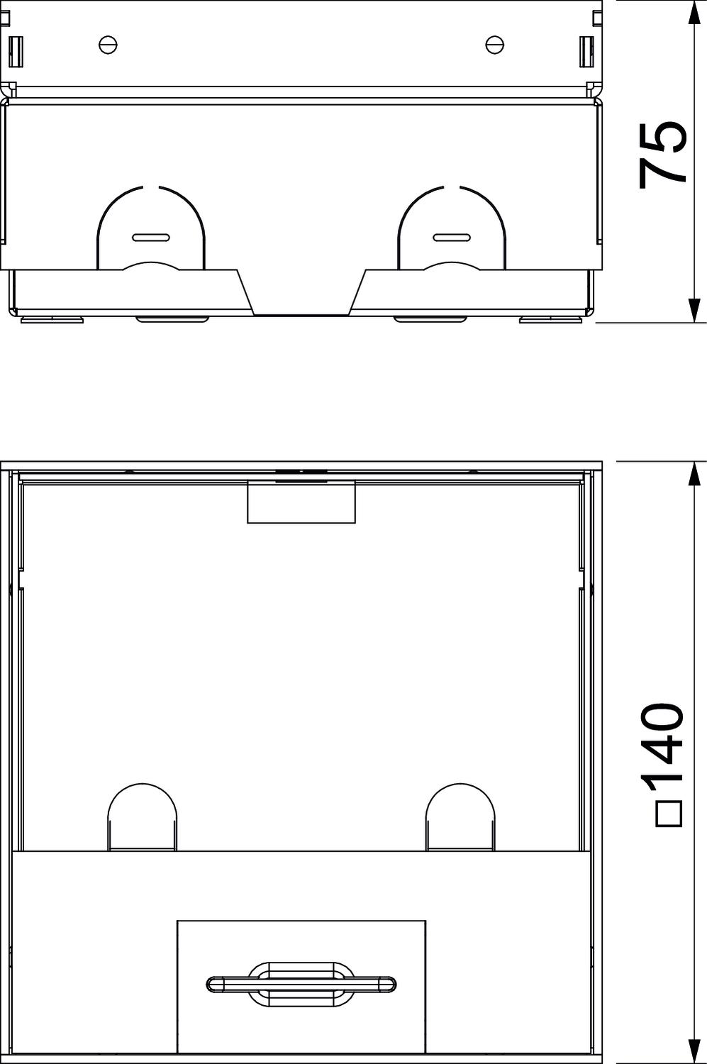 Caixa de pavimento não equipada, com BBA de 15 mm 140x140x75 Latão – Imagem 2 de 2