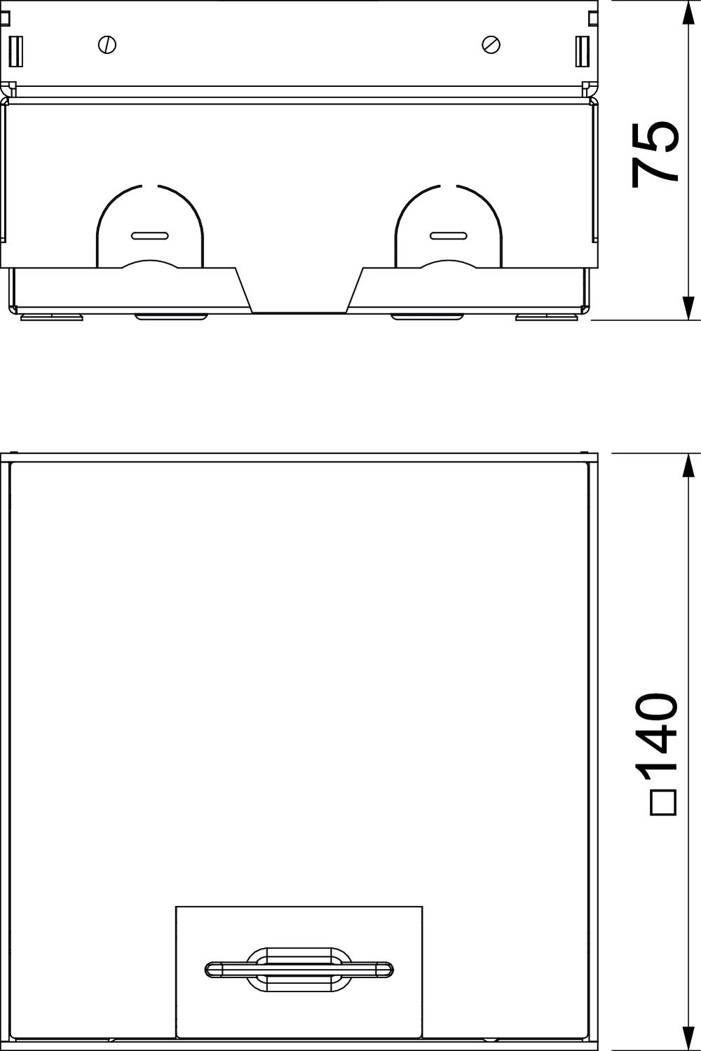Caixa de pavimento com tomada 140x140x75 Aço inoxidável, livre de ferrugem – Imagem 2 de 2