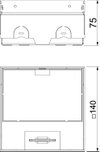 Caixa de pavimento com tomada 140x140x75 Aço inoxidável, livre de ferrugem