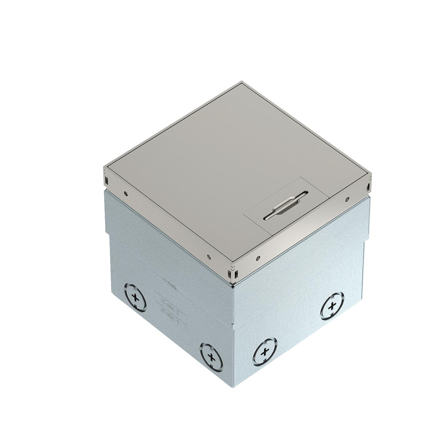 Caixa de pavimento com tomada dupla 140x140x110 Aço inoxidável, livre de ferrugem