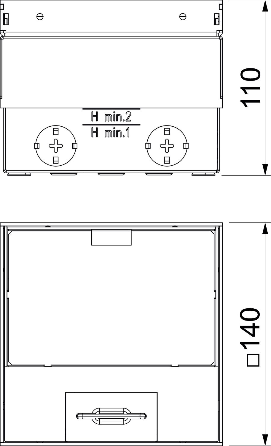 Caixa de pavimento não equipada 140x140x110 Latão – Imagem 2 de 3