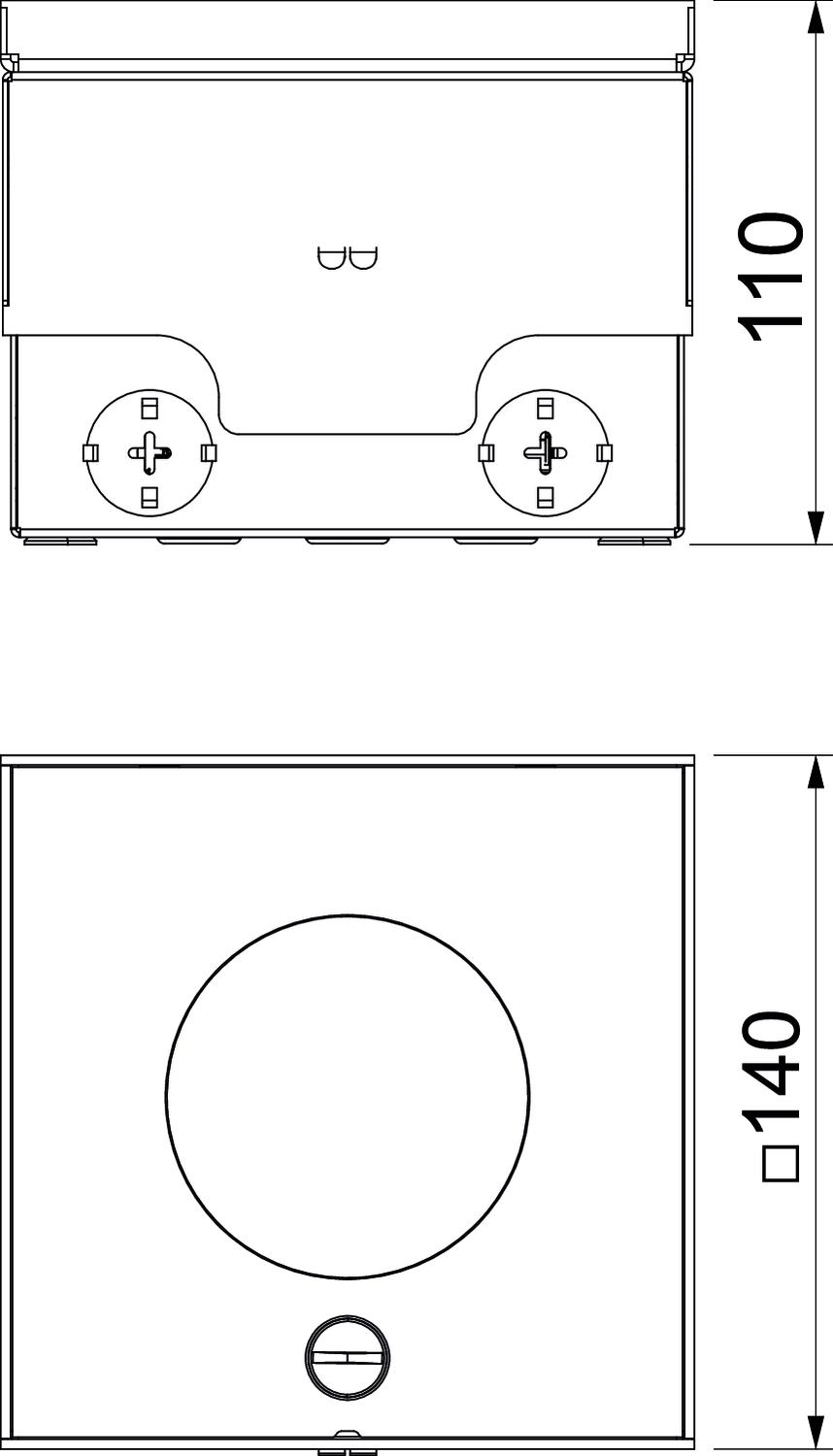 Caixa de pavimento com tubo, tomada dupla 140x140x110 Aço inoxidável, livre de ferrugem submetido a jato com granalha – Imagem 2 de 2