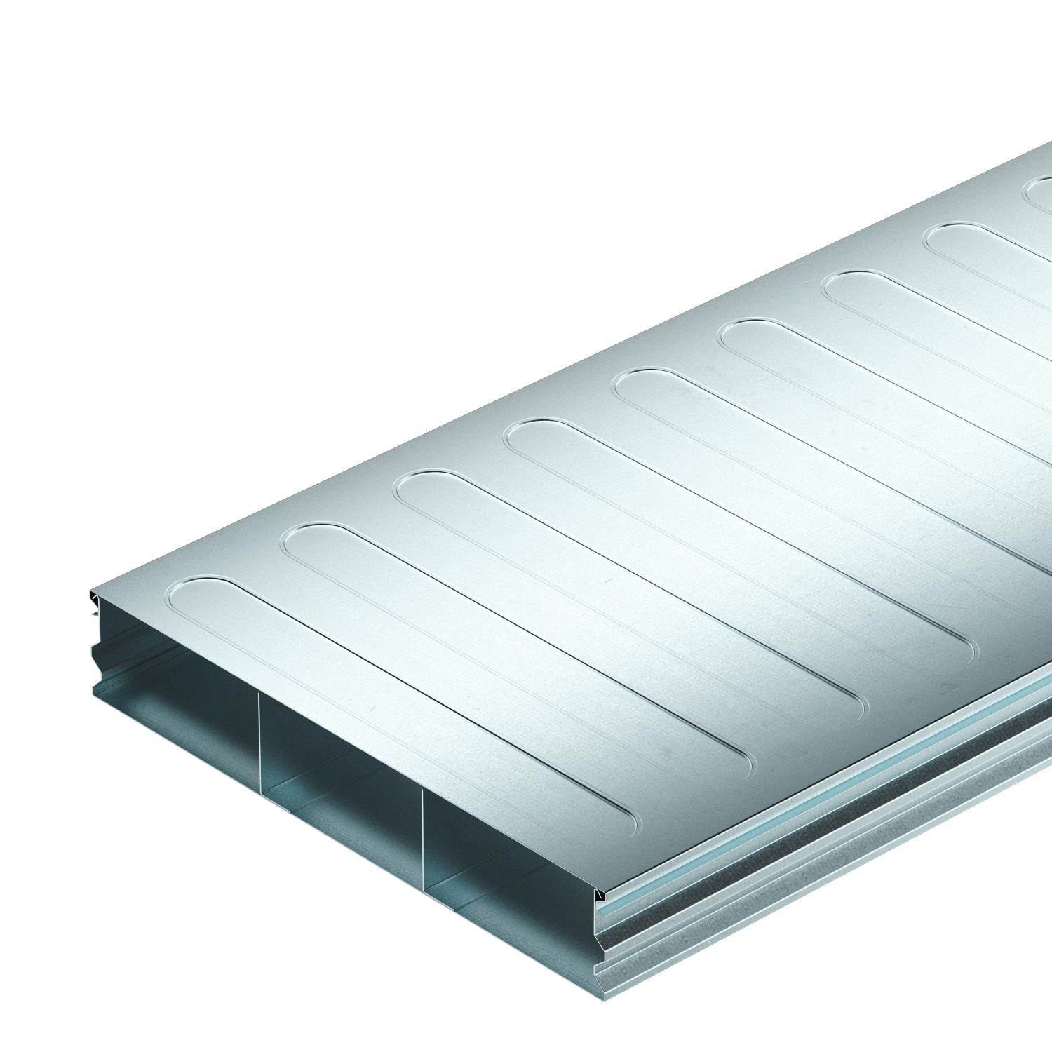 Calha de pavimento, 2 peças 3 vias 2000x350x58 Aço galvanizado pelo método Sendzimir