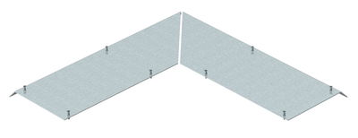 Tampa cega para canto externo p/ calha instalação superfície Aço galvanizado pelo método Sendzimir