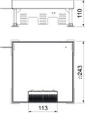 Square cassette with brush bar 243x243mm Aço inoxidável, livre de ferrugem A2 1.4301