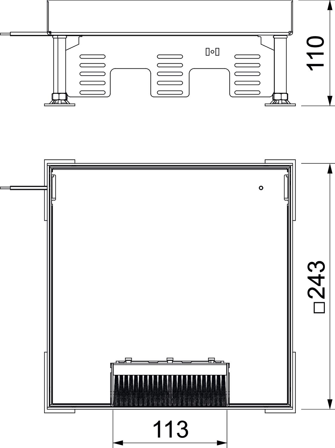 Square cassette with brush bar 243x243mm Aço inoxidável, livre de ferrugem A2 1.4301 – Imagem 2 de 2