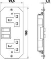Placa suporte com tomadas BS versão dupla, comutador Aço com galvanização contínua / com revestimento orgânico branco RAL 9002