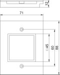 Espelho simples Modul 45 para T12L 71x88x12 Poliamida preto grafite RAL 9011