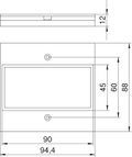 Espelho duplo Modul 45 para T12L 94.5x88mm Poliamida preto grafite RAL 9011
