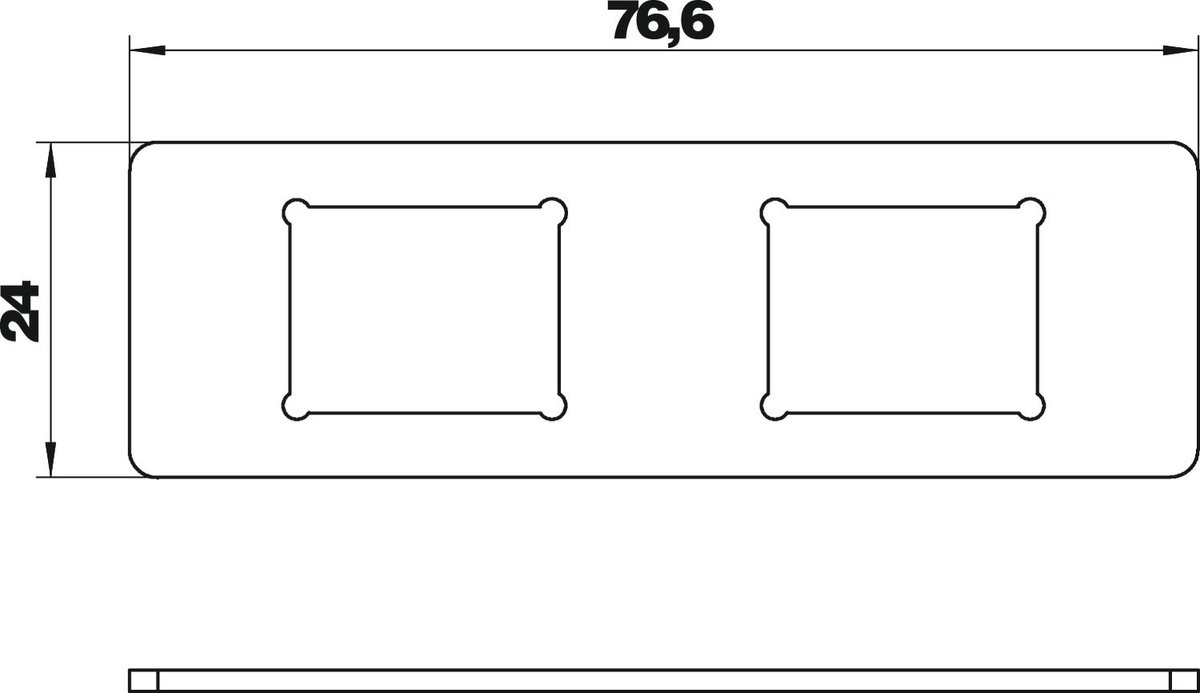 Placa de montagem para 2 conectores Tipo C 77x24x1,5 Aço inoxidável, livre de ferrugem A2 1.4301 – Imagem 2 de 2