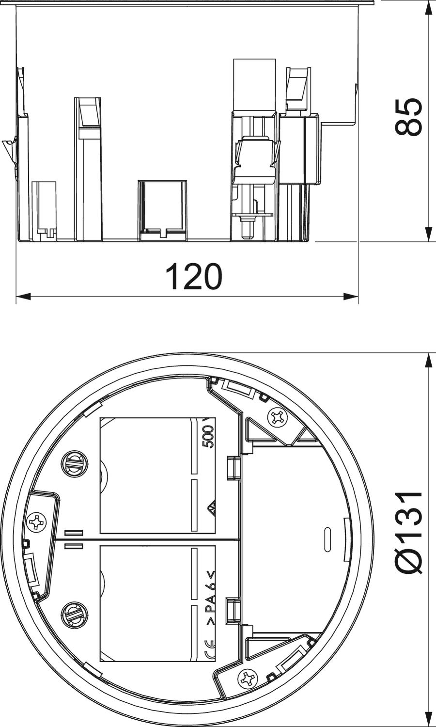 Suporte de montagem para GESR2 para 2x 1 Modul 45 Poliamida preto grafite RAL 9011 – Imagem 2 de 2