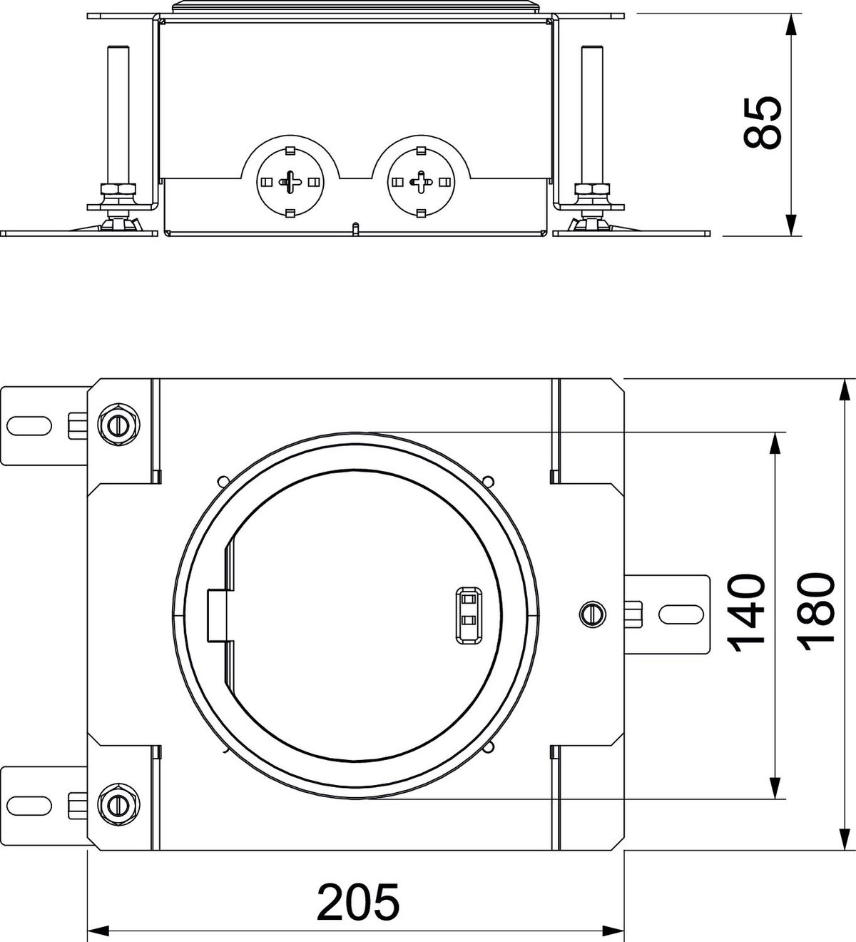 Kit completo tampa articulada Nq, 2 tomadas, betonilha 140x140x85 Zinco fundido sobre pressão – Imagem 2 de 2