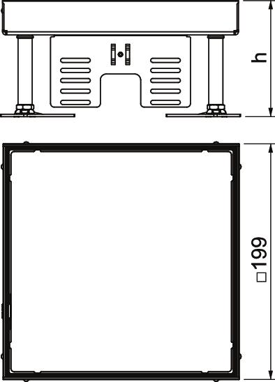 Tampa nivelável quadrada SL1 cega 199x199x100 Aço inoxidável, livre de ferrugem – Imagem 2 de 2