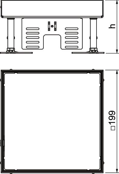 Tampa nivelável quadrada SL1 cega 199x199x105 Aço inoxidável, livre de ferrugem – Imagem 2 de 2