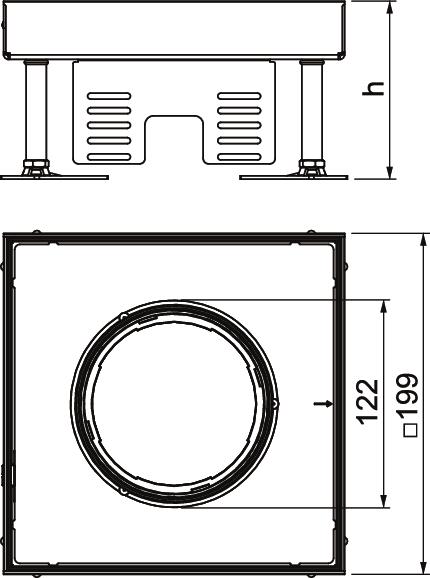 Tampa nivelável quadrada SL1 para tubo periscópio 199x199x105 Aço inoxidável, livre de ferrugem – Imagem 2 de 2