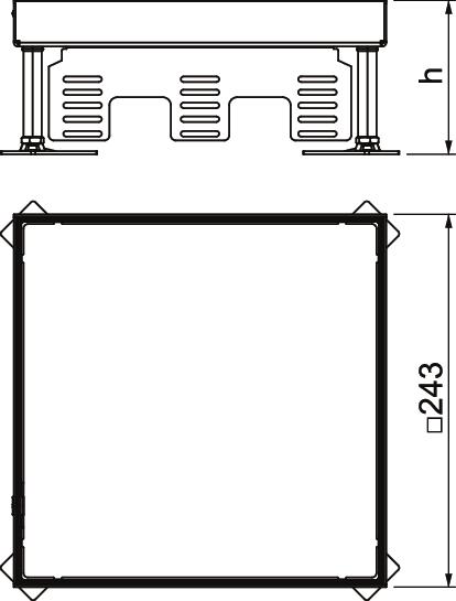 Tampa nivelável quadrada SL1 cega 243x243x100 Aço inoxidável, livre de ferrugem – Imagem 2 de 2