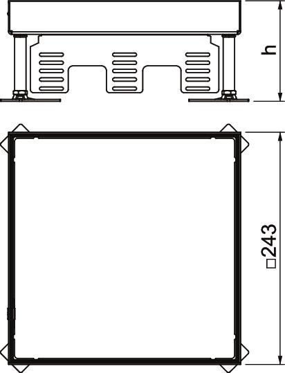 Tampa nivelável quadrada SL1 cega 243x243x105 Aço inoxidável, livre de ferrugem – Imagem 2 de 2