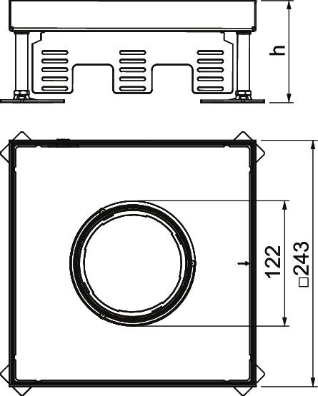 Tampa nivelável quadrada SL1 para tubo periscópio 243x243x100 Aço inoxidável, livre de ferrugem – Imagem 2 de 2