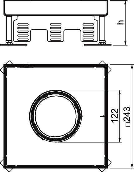 Tampa nivelável quadrada SL1 para tubo periscópio 243x243x105 Aço inoxidável, livre de ferrugem – Imagem 2 de 2