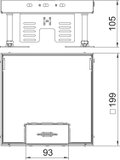 Tampa nivelável quadrada com saída de cabos 200x200mm Aço inoxidável, livre de ferrugem A2 1.4301