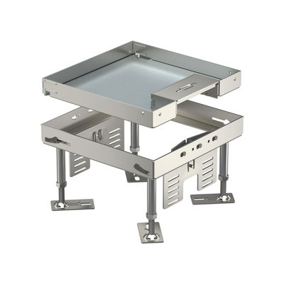 Tampa nivelável quadrada com saída de cabos 200x200mm Aço inoxidável, livre de ferrugem A2 1.4301