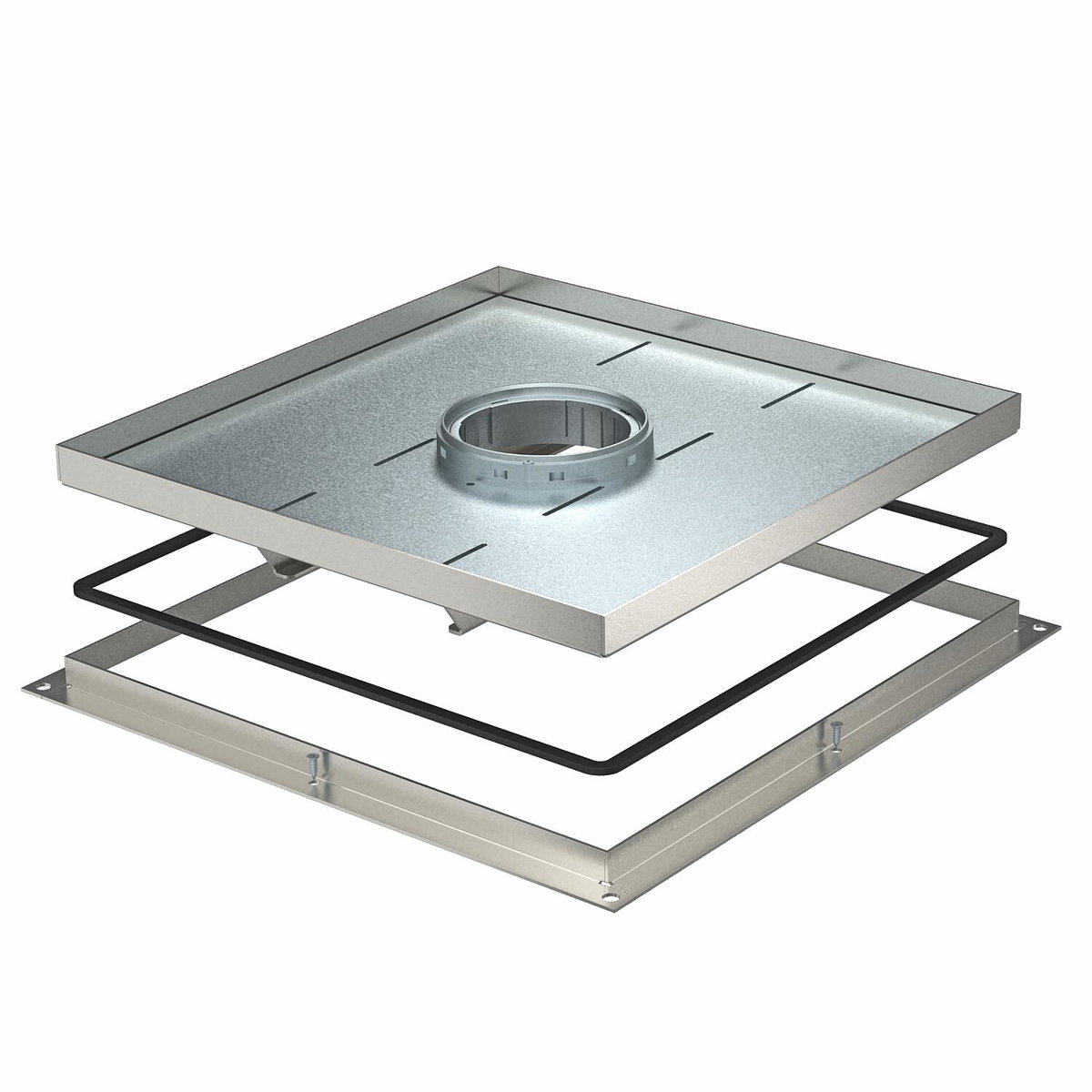 Cassete para grandes cargas para tubo periscópio 383x383x25 Aço inoxidável, livre de ferrugem A2 1.4301