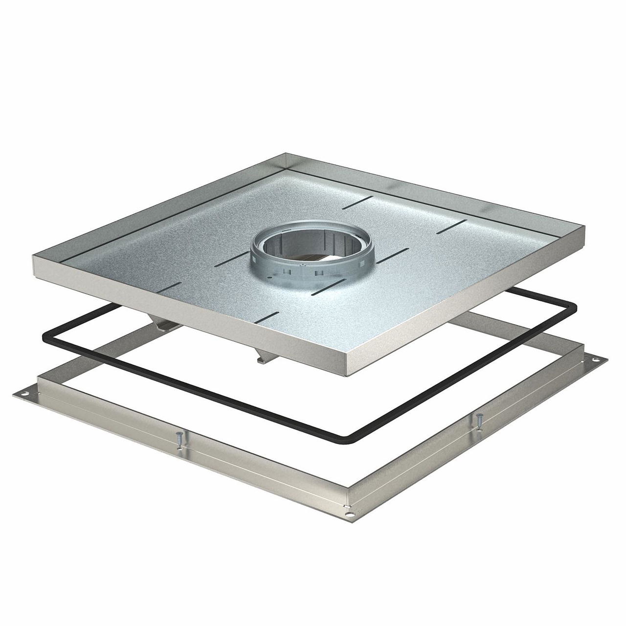 Cassete para grandes cargas para tubo periscópio 383x383x25 Aço inoxidável, livre de ferrugem A2 1.4301