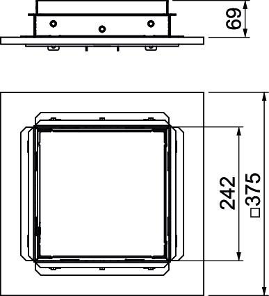 Tampa nivelável quadrada cega, revestimento de 25 mm 243x243x118 Aço inoxidável, livre de ferrugem – Imagem 2 de 2