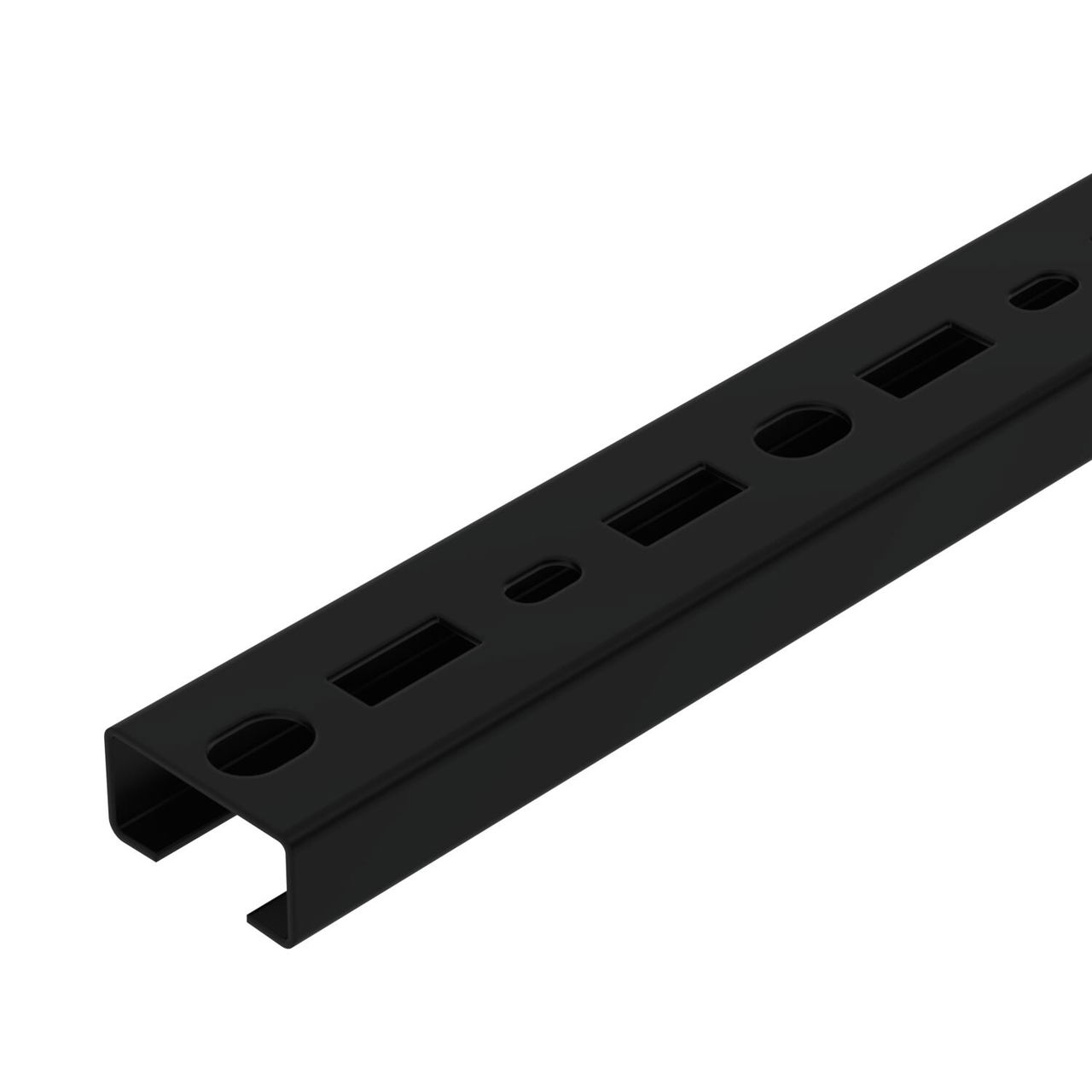 Perfil perfurado, rasgo 17mm 500x35x18 Aço PES135 - Poliéster preto RAL 9005