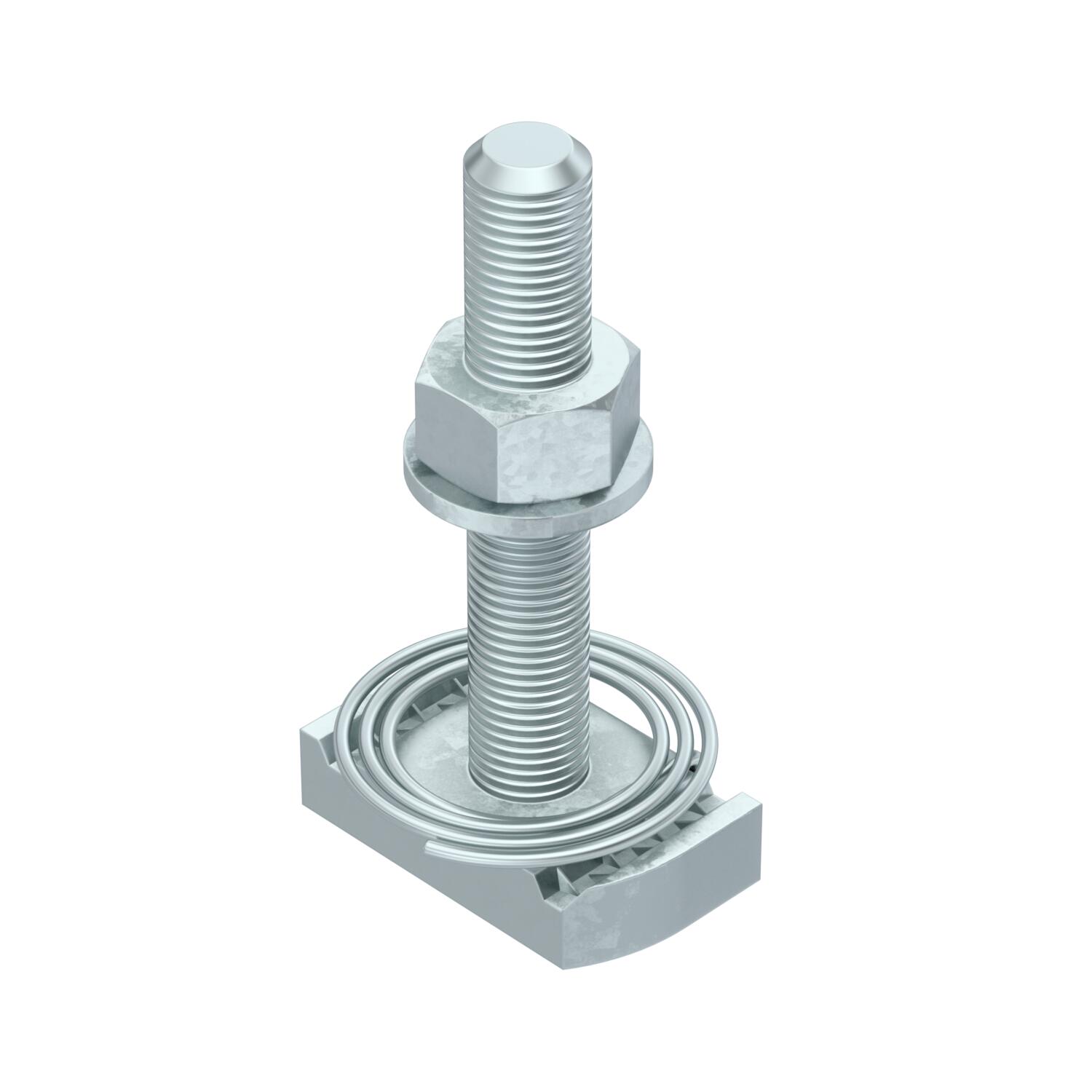 Hammerhead screw with spring for profile rail MS4121/4141 M10x60mm Aço Lamela de zinco