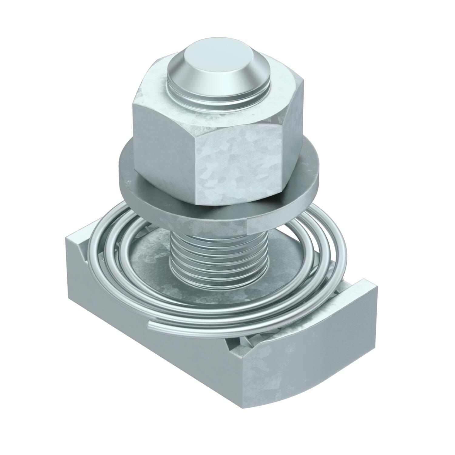 Hammerhead screw with spring for profile rail MS4121/4141 M12x30mm Aço Lamela de zinco