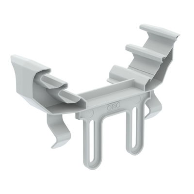 Universal fixing element for junction box on cable tray 165x163x49 Polipropileno, reforçado a fibra de vidro cinzento claro RAL 7035