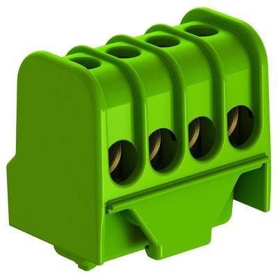 Borne de terra com contactos roscados 4x16mm² Poliamida verde