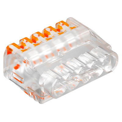 Ligador universal para 5 condutores multifilares 0,2-2,5mm² Policarbonato transparente