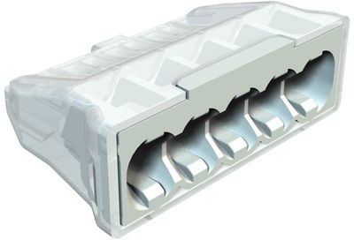 Ligador rápido terminal sem parafusos 5x2,5mm² Poliamida cinzento claro RAL 7035