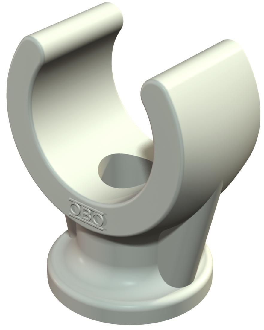Abraçadeira com pé 19-22mm Polipropileno cinzento claro RAL 7035