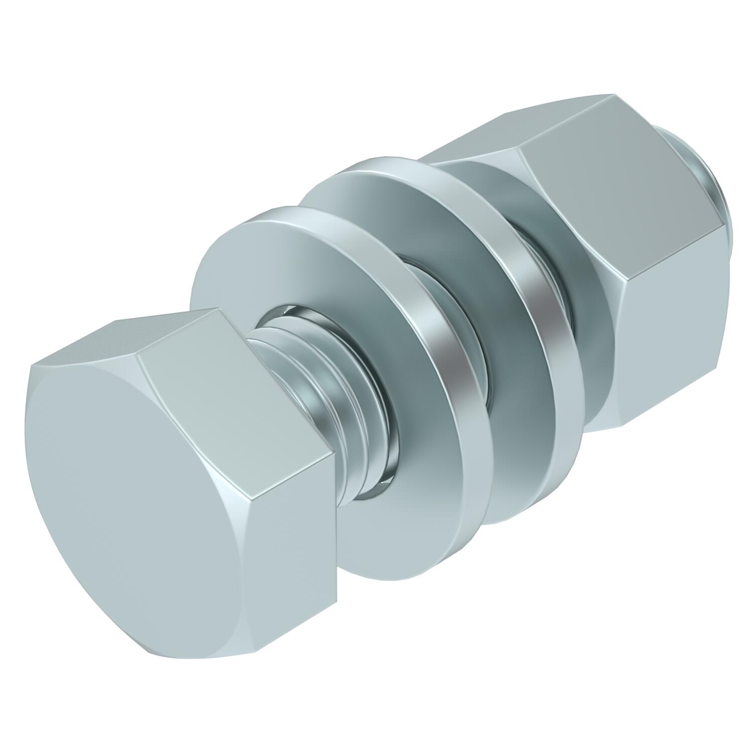 Hexagonal screw with nut and waschers M12x40 Aço galvanizado a quente por centrifugação zinco