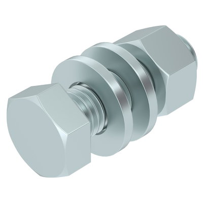 Hexagonal screw with nut and waschers M12x40 Aço galvanizado a quente por centrifugação zinco