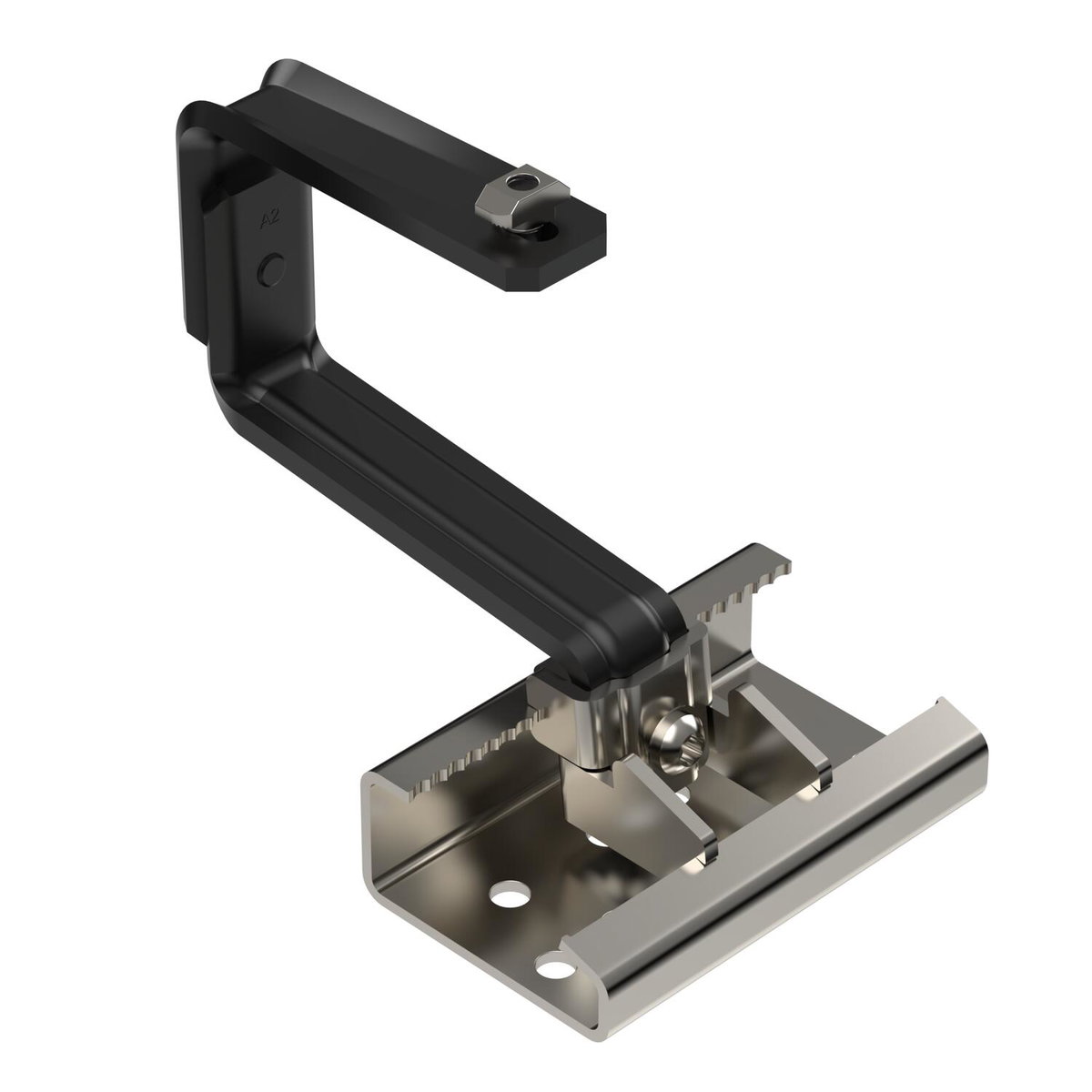 Roof hook, screwable profile for pitched roof system 120x186x150 Aço inoxidável, livre de ferrugem A2 1.4301 revestido a pó preto