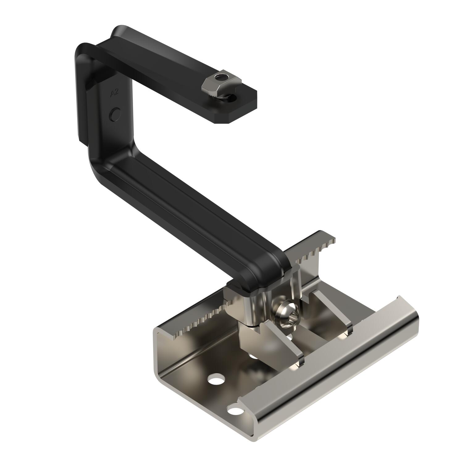 Roof hook, screwable profile for pitched roof system 120x186x150 Aço inoxidável, livre de ferrugem A2 1.4301 revestido a pó preto