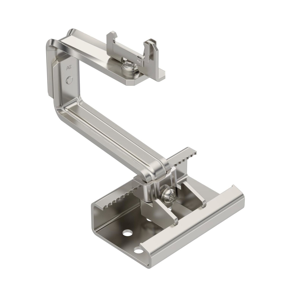 Gancho de telhado universal para sistema telhado inclinado 140x197x144 Aço inoxidável, livre de ferrugem A2 1.4301 brilhante, pós-tratamento aço inoxidável