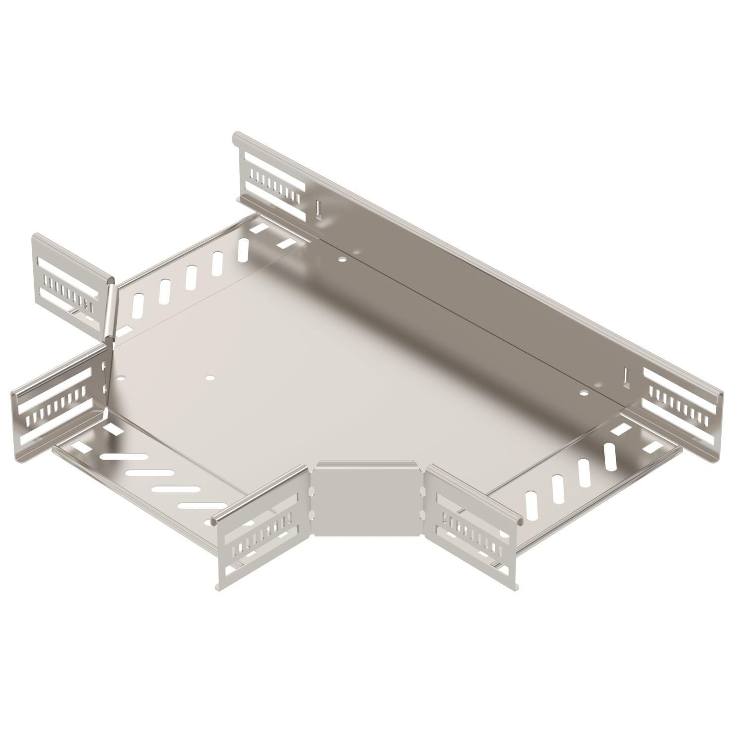 T piece for cable tray, horizontal 60x200 Aço inoxidável, livre de ferrugem A2 1.4301 brilhante, pós-tratamento aço inoxidável