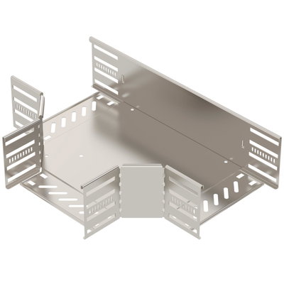 T piece for cable tray, horizontal 110x200 Aço inoxidável, livre de ferrugem A2 1.4301 brilhante, pós-tratamento aço inoxidável